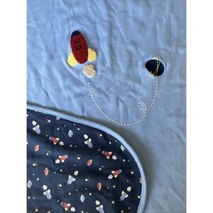 VTG Gymboree 2001 Rocket Star Saturn Blue Baby Blanket Navy Blue Background